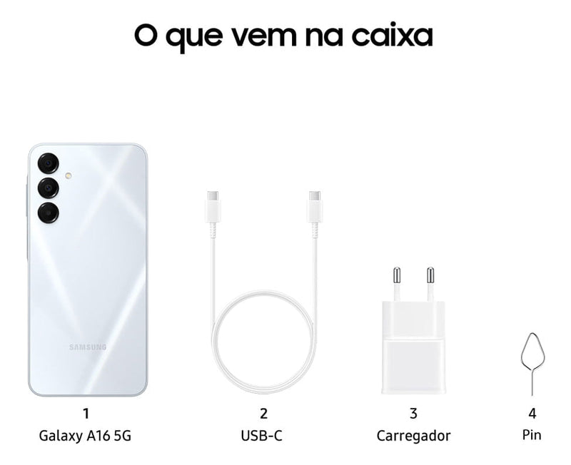 Celular Samsung Galaxy A16, 128gb + 4gb Ram, Câmera De Até 50mp, Tela 6.7 , Nfc, Ip54, Bateria 5000 Mah Cinza